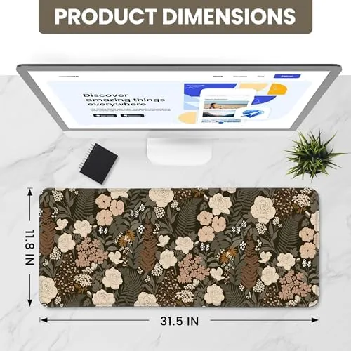 Close look at the Aesthetic Desk Mat, Cute Wild Rose Desk Pad Protector for build quality