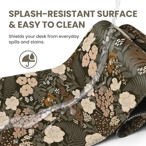 Another view of the Aesthetic Desk Mat, Cute Wild Rose Desk Pad Protector for