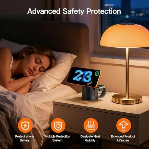 The Foldable Magnetic 3 in 1 Wireless Charger Stand for iPhone in real use