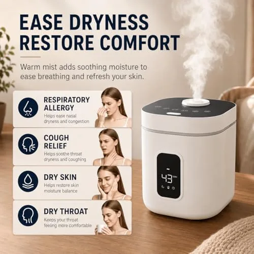 Another view of the 3.5L Stainless Steel Warm Mist Humidifier | Top fill steam