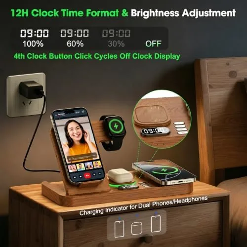 Another view of the Dual Phone Foldable Wireless Charging Station for Apple Devices |