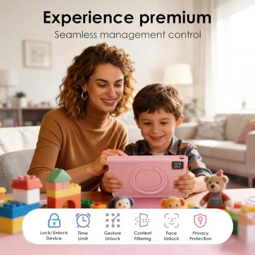 Close look at the Android 15 Tablet with Drop-proof Case,30GB(8+22GB) RAM+64GBROM/1 TB Expand,Split Screen,Face build quality