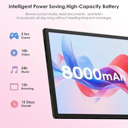 The Android 15 Tablet with Drop-proof Case,30GB(8+22GB) RAM+64GBROM/1 TB Expand,Split Screen,Face in real use