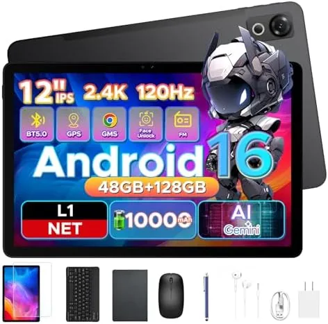 Overview of the P12 Android 16 Tablet (2026), 120Hz 2.4K 12 Inch Tablet