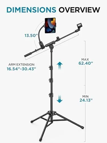 Close look at the InnoGear Mic Stand Floor Microphone Stand Tablet Phone Holder for build quality