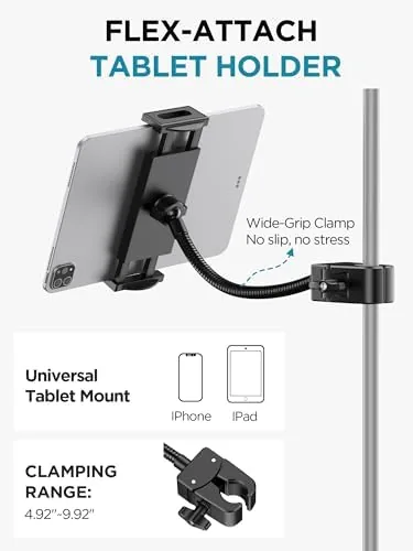 The InnoGear Mic Stand Floor Microphone Stand Tablet Phone Holder for in real use