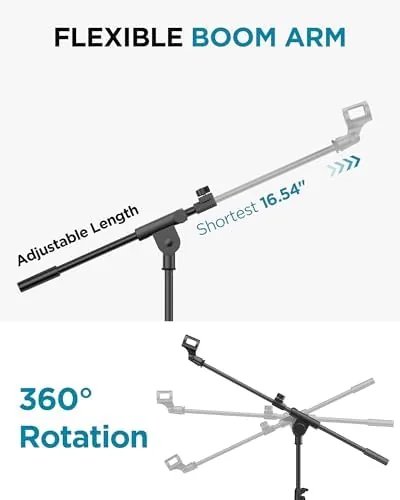 Another view of the InnoGear Mic Stand Floor Microphone Stand Tablet Phone Holder for