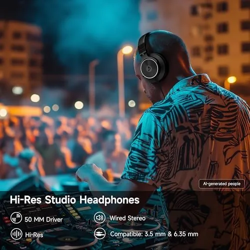 Close look at the Wired Headphones, Over Ear Headphones for Studio Monitor & Mixing build quality