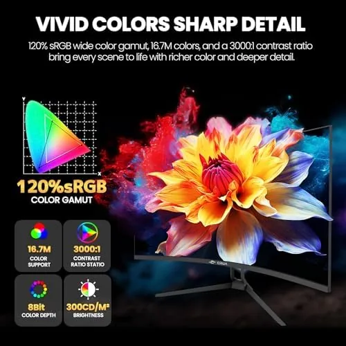 Another view of the CRUA 32" 4K UHD 240Hz Curved Gaming Monitor, 1500R VA