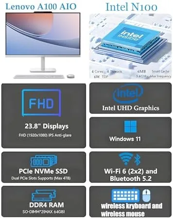 Close look at the Lenovo 24" FHD All-in-One Desktop Computer for Home & Office build quality
