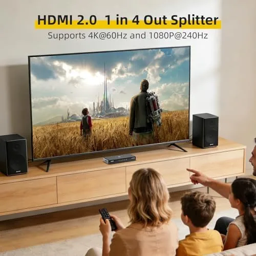The 4K HDMI Splitter 1 in 4 Out (Mirror Only) , in real use