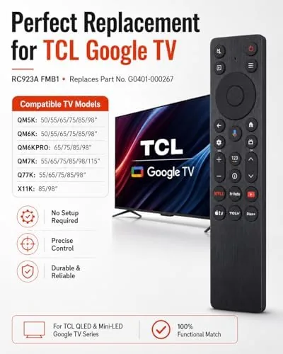 Close look at the Voice Remote for TCL Google TVs QM5K/QM6K/QM7K/Q77K | For G0401-000267 build quality