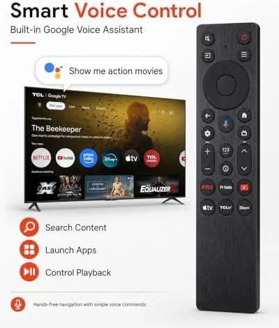 The Voice Remote for TCL Google TVs QM5K/QM6K/QM7K/Q77K | For G0401-000267 in real use