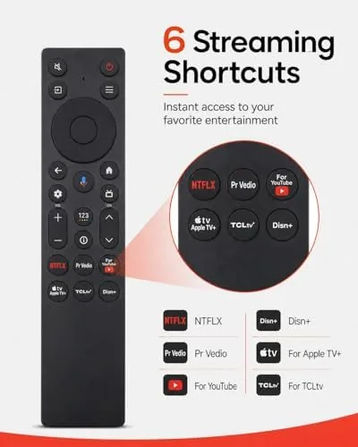 Another view of the Voice Remote for TCL Google TVs QM5K/QM6K/QM7K/Q77K | For G0401-000267