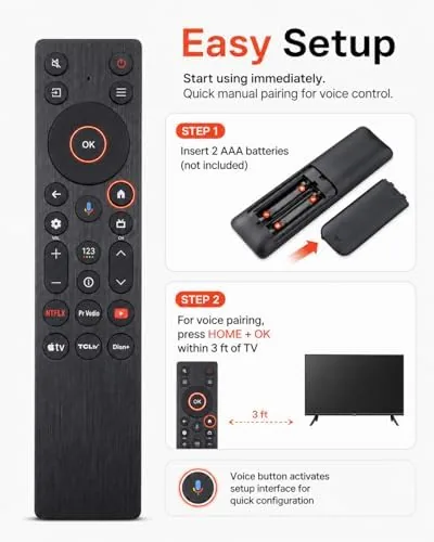 The Voice Remote for TCL Google TVs QM5K/QM6K/QM7K/Q77K | For G0401-000267 compared in context