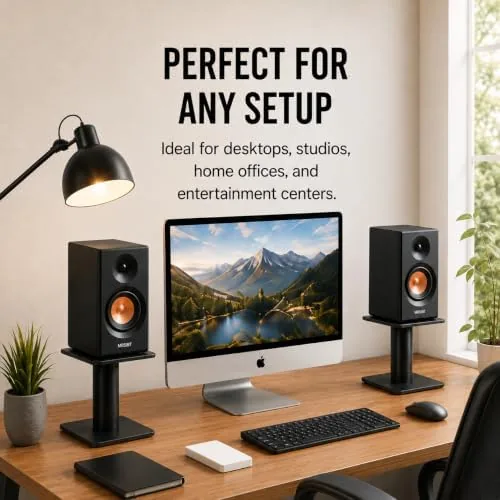 Testing the Desktop Speaker Stands Pair for 5-8 Inch Studio Monitors & over two weeks