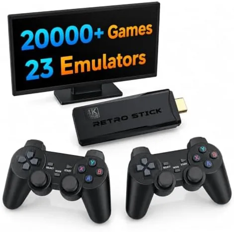The retro gaming console HDMI stick connected to a television showing a game menu