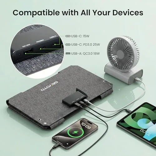 Another view of the 45W Portable Solar Panel Charger, 25.4% Efficiency, Dual USB-C |