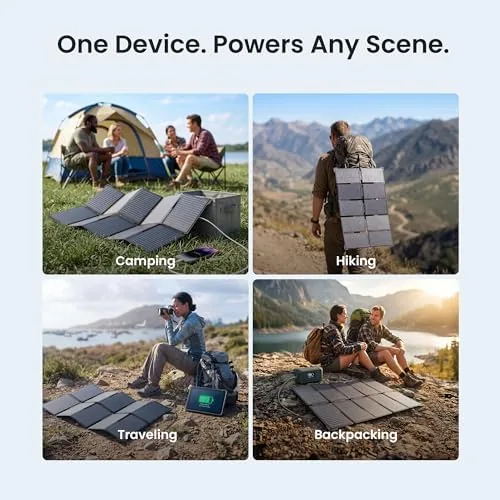 The 35W Portable Solar Panel Charger, 25.4% Efficiency, USB-C and USB-A in real use
