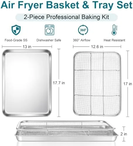Close look at the E-far Air Fryer Basket for Oven, Large Air Fryer Basket build quality