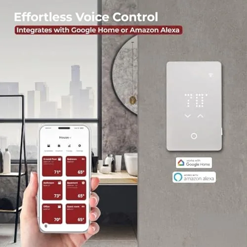 Another view of the LED Smart Heated Floor Thermostat - WiFi & Touchscreen