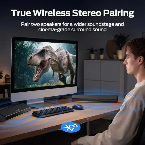 Detail shot of the Monster SD100 Computer Speakers for Desktop PC, 28W Stereo PC features