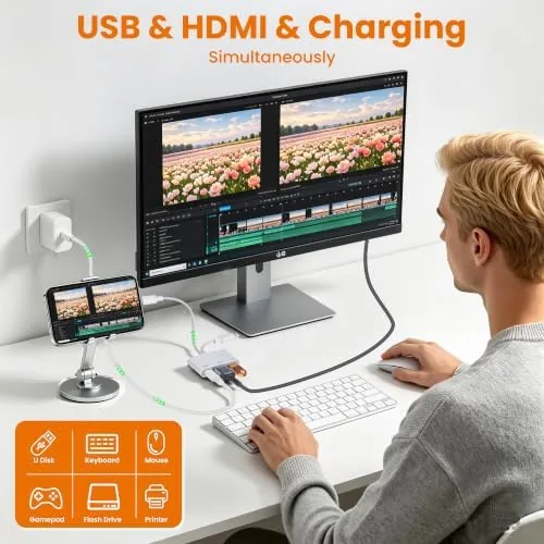 The 3in1 USB-C and Lightning to HDMI Adapter & OTG Adapter in real use