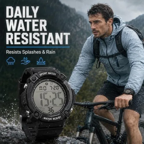 Testing the Black Digital Sports Watches for Men, Waterproof, Minimalist Large Face over two weeks