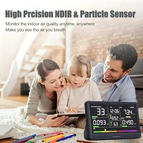 The Professional Indoor Air Quality Monitor with 7X AQI Beep Alarms,16 compared in context