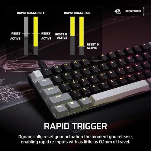 The keyboard in use during a competitive FPS session