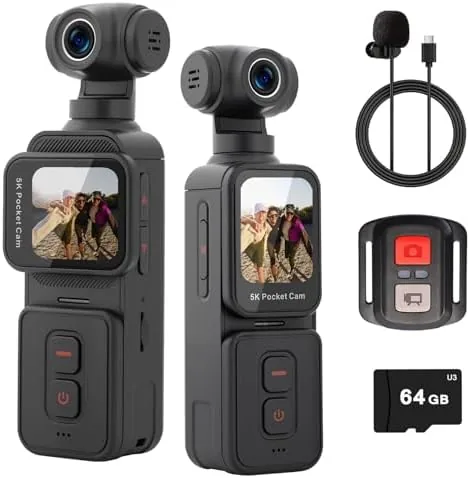 Overview of the 5K Pocket Vlogging Camera with Face Tracking, 64GB Card |