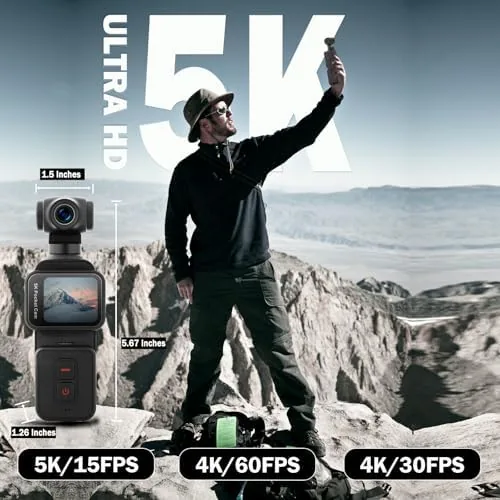 Close look at the 5K Pocket Vlogging Camera with Face Tracking, 64GB Card | build quality