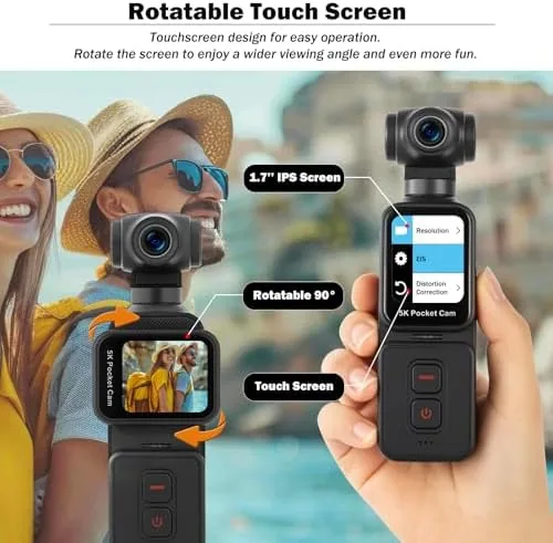 Detail shot of the 5K Pocket Vlogging Camera with Face Tracking, 64GB Card | features