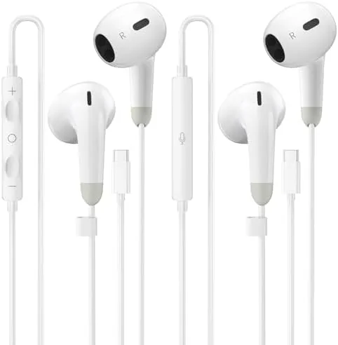 Overview of the USB C Headphones, 2 Pack Wired Earbuds, Type C Headphones
