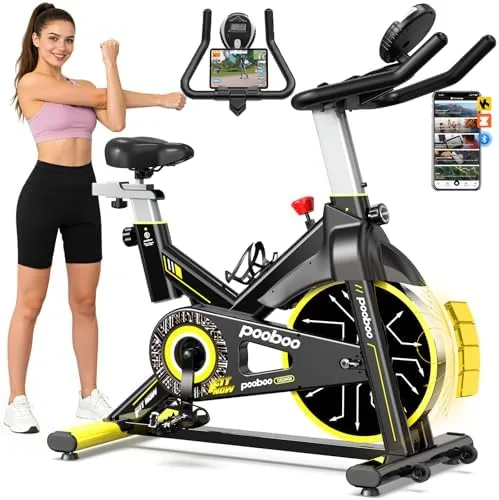 Magnetic indoor exercise bike set up in a home living room