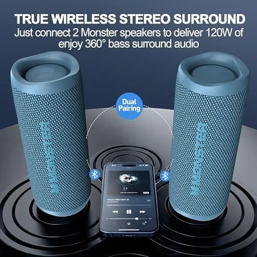 Close look at the Monster S620 Bluetooth Speaker, Wireless Portable Outdoor Bluetooth Speakers, 60W build quality