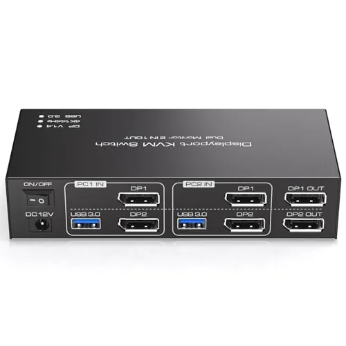 Displayport KVM Switch 2 Monitors 2 Computers 4K@144Hz USB3.0 KVM Switch for 2 Computers Review: Tested and Rated
