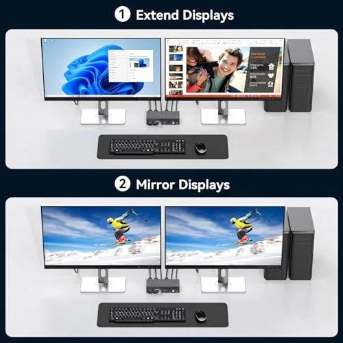 Detail shot of the Displayport KVM Switch 2 Monitors 2 Computers 4K@144Hz USB3.0 KVM features
