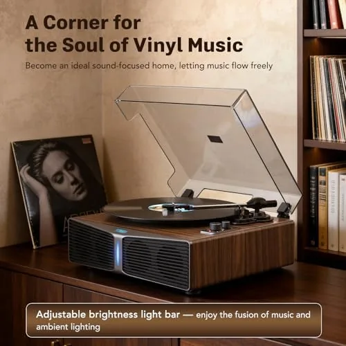 Close look at the RetroAudio Vinyl Record Player with Built-in Speakers, Bluetooth 5.4 Input build quality