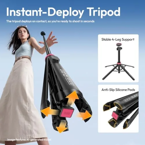 Close look at the ULANZI MT44M Auto Open Magnetic Phone Tripod, 59" Selfie Stick build quality