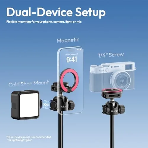 The ULANZI MT44M Auto Open Magnetic Phone Tripod, 59" Selfie Stick in real use