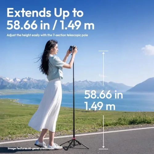 The ULANZI MT44M Auto Open Magnetic Phone Tripod, 59" Selfie Stick compared in context