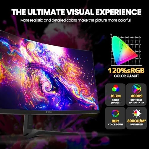 Detail shot of the CRUA 34" WQHD 165Hz Ultrawide Curved Gaming Monitor, 1500R, FreeSync features