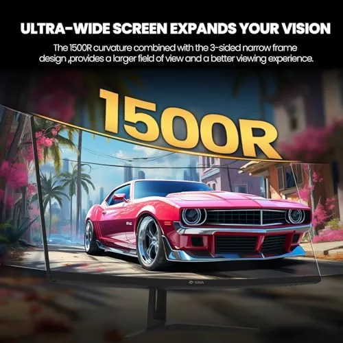 Another view of the CRUA 34" WQHD 165Hz Ultrawide Curved Gaming Monitor, 1500R, FreeSync