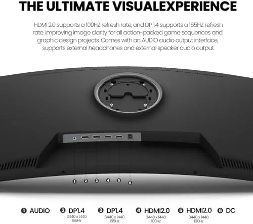 The CRUA 34" WQHD 165Hz Ultrawide Curved Gaming Monitor, 1500R, FreeSync compared in context
