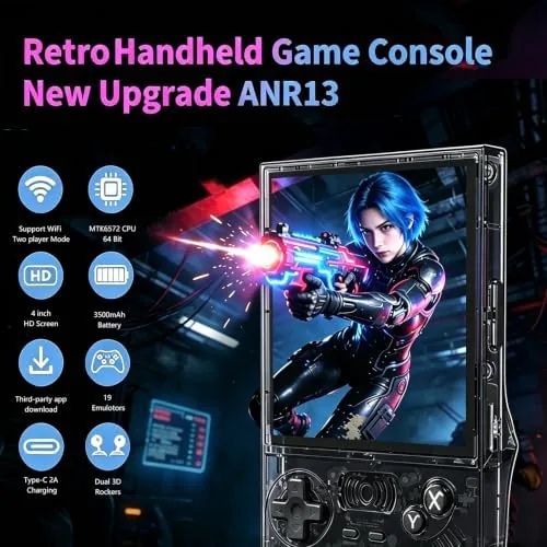 The retro handheld compared against a pocket sized micro device
