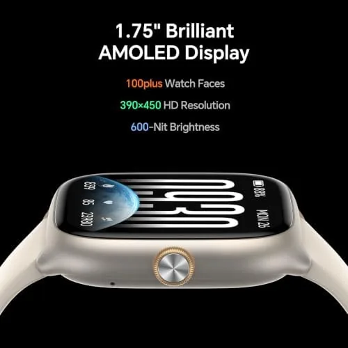 Close look at the Smart Watch for Women Men(3 Bands), 1.75" AMOLED, Compatible iPhone/Android build quality