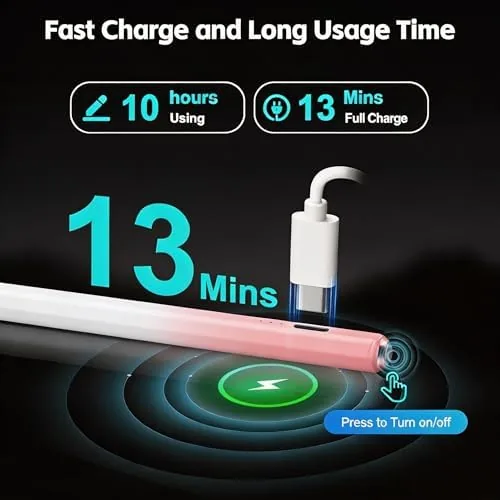 The Stylus Pen for iPad 2026-2018 with 13mins Fast Charge,Tilt Sensitivity in real use
