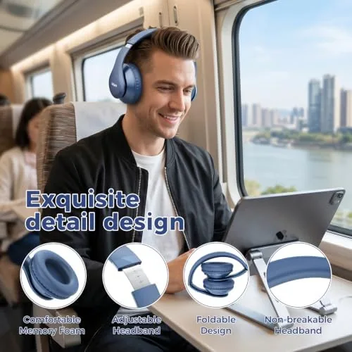 The Uliptz Bluetooth Headphones Over Ear, Wireless HiFi Stereo Foldable Headset in real use