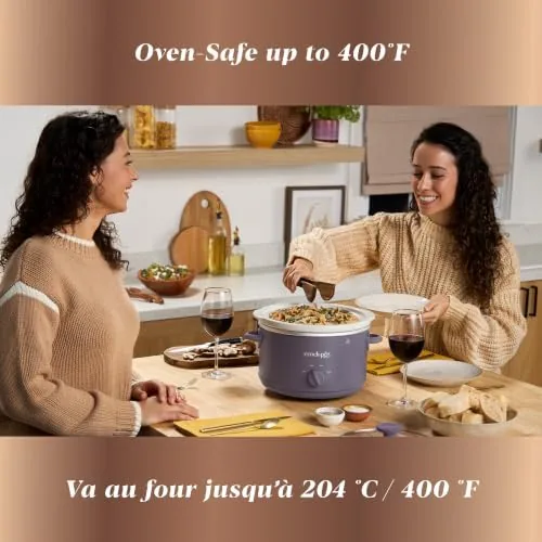 A family dinner served from the Purple Potato slow cooker with bowls on the table